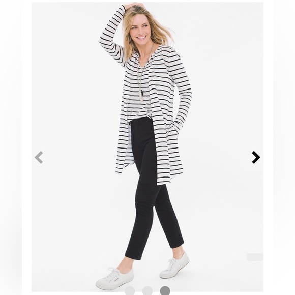 Chico's Tops - Chico’s Striped Open Cardigan Lightweight Topper